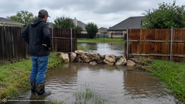 Homeowner Finds a Drainage Easement Blocked With Large Rocks — Then Learns the Neighbor Built the Dam Himself to Keep Water Off His Land
