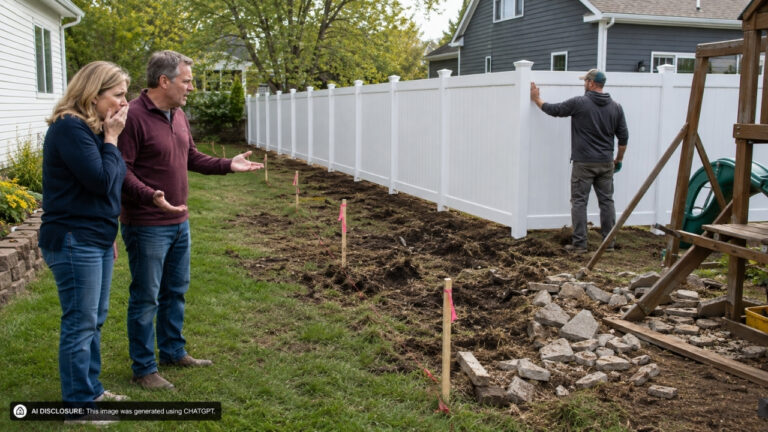 Homeowners Learn a New Survey Puts Part of Their Yard on the Neighbor’s Land — Then He Digs Up the Encroachments and Installs a Vinyl Fence