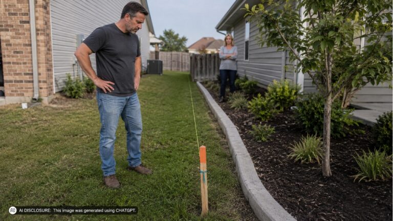 Homeowner’s New Survey Confirms an Original Boundary Stake Was Correct All Along — Then Learns the Neighbor’s Concrete Garden Edging Sits Two and a Half Feet Onto the Land After Blaming “Neighborhood Kids” for Moving the Marker