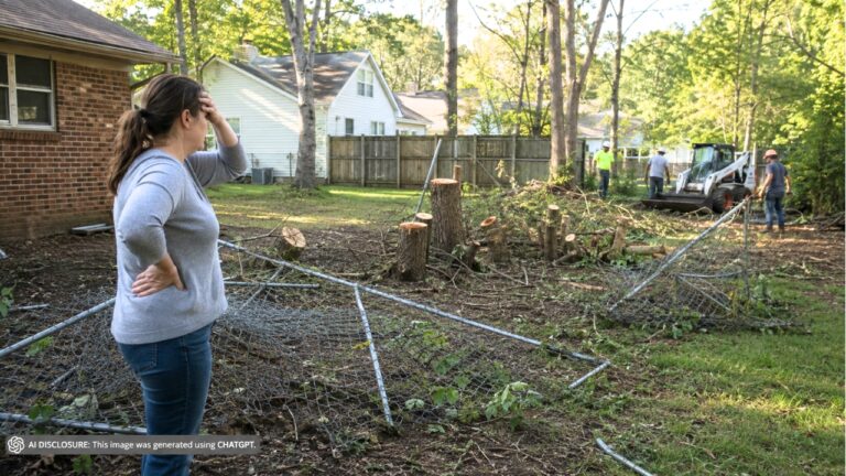 Raleigh Homeowner Finds a Hired Contractor Tore Down the Chain-Link Fence and Cut Down Most of the Backyard’s Privacy Trees — Then Learns the Neighbor Never Sought Approval First