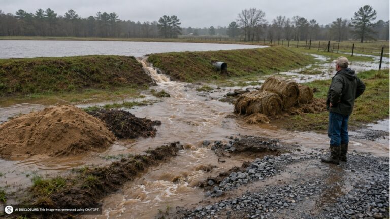 Rural Homeowner Finds a Neighbor’s Enlarged Pond Flooding the Property From a Low Embankment — Then Learns the Redo Made It Worse