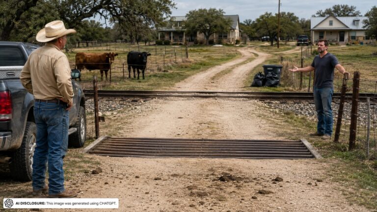 Rural Landowner Finds Trouble on a Shared Driveway Easement Crossing Train Tracks — Then a New Neighbor Starts Making Demands About the Cows