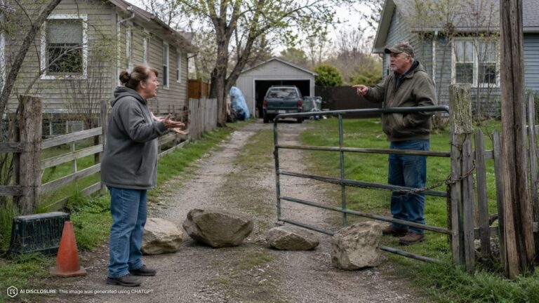 Homeowners Drive and Park Past Their 1954 Driveway Easement for Decades With Permission — Then the Neighbor Revokes It and Blocks the Access With Stones